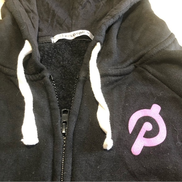peloton Full Zip Black Pink Logo Spellout Stronger Hoodie Womens Size Small - Picture 4 of 10